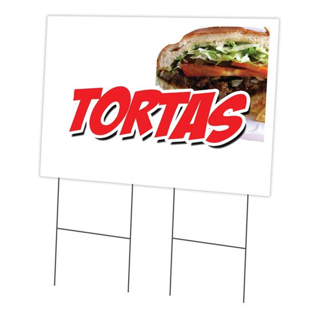 SignMission C-2436-DS-Tortas 24 x 36 in. Tortas Yard Sign & Stake