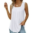 thumbnail image 3 of Fancyglim Womens Square Neck Ruched Tank Top Sleeveless Shirt Vest White XL, 3 of 5