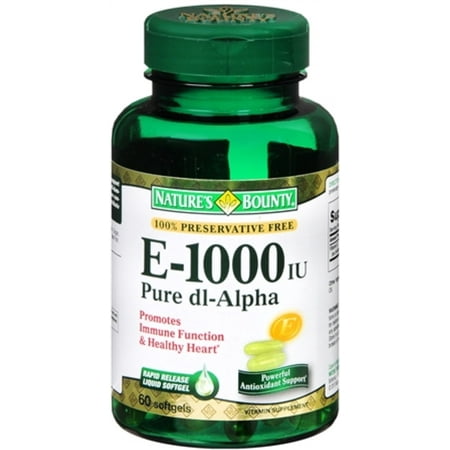 Nature's Bounty La vitamine E 1000 UI Gélules pur DL-Alpha 60 Gels mous (pack de 3)