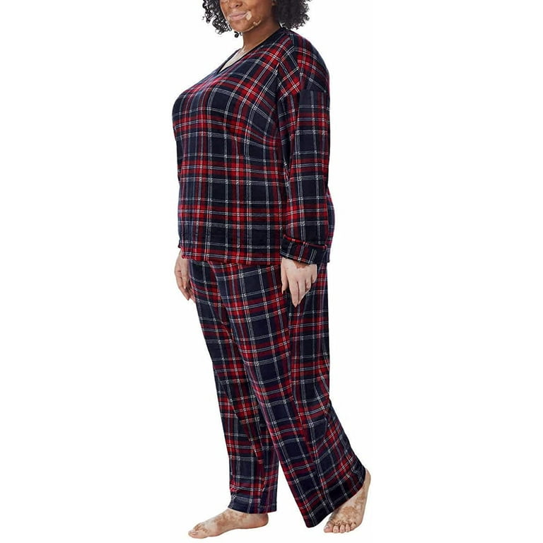 Nautica Women's 2 Piece Cozy Fleece Pajama Sleepwear Set (Red