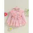 thumbnail image 4 of Hirigin Baby Girl Lace Romper Dress Long Sleeve Ruffle Mesh Tutu Dress 0 3 6 12 18 Months Cute Jumpsuits with Headband, 4 of 8