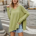 thumbnail image 6 of hotojiny Women's Oversized Sweaters V Neck Long Sleeve Casual Pullover Tops Loose Side Slit Fashion Knit Sweaters, 6 of 7