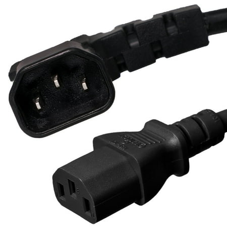 Poker Card Box - Iron Box Angled C14 to C13 Power Cord - 1 Foot, Left Angle, Black, 10A/250V, 18/3 AWG, IEC 60320 - IBX-4934-01