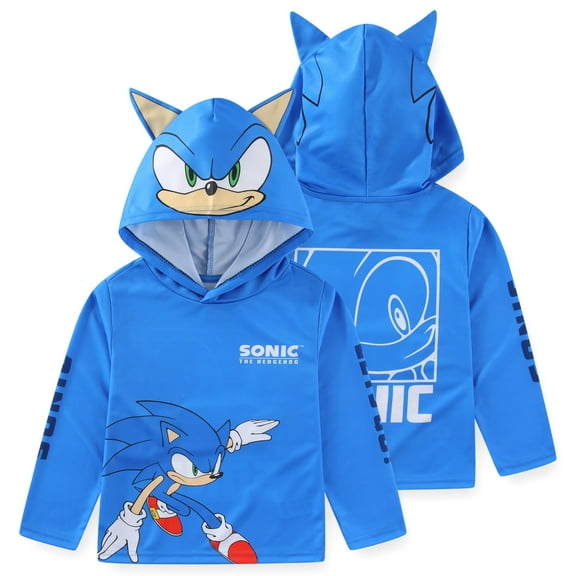 SEGA Sonic the Hedgehog Long Sleeve Hooded Shirt (Boys), Sizes 4-20