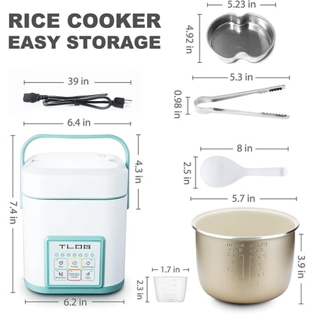 Rice Cooker 2.5 Cups Uncooked, Healthy Ceramic Coating Portable Rice Maker for 1-3 People