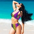 thumbnail image 4 of Wukai Animal Paw Rainbow Women's Bikini Set Two Piece,wimsuit High Waisted V Neck Twist Front Adjustable Spaghetti Straps Bathing Suit-Medium, 4 of 7