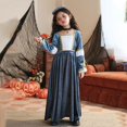 thumbnail image 2 of Odeerbi Toddler Girls Halloween Dresses Role Play Stage Performance Dress Outfits New Pattern Long Sleeve Velvet Court Style Dress Gray, 2 of 7