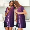 thumbnail image 4 of Sikiie Thunderstorm Violet Purple Print Women's Short-sleeved Nightdress, Round Neck Pullover Nightdress Pajamas Summer Home Wear, 4 of 6