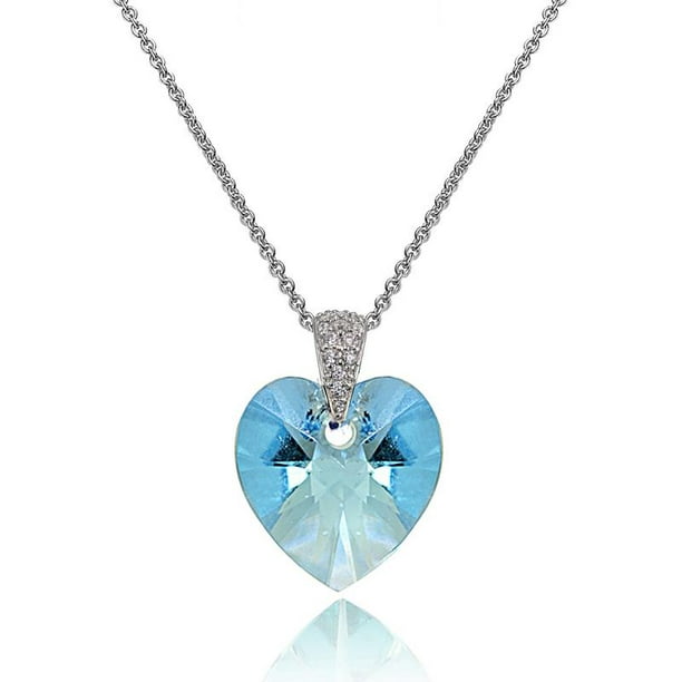 zonlicht Warmte cursief Sterling Silver Light Blue Heart Necklace Created with Swarovski Crystals -  Walmart.com