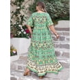 thumbnail image 5 of Women's Plus Size Floral Tie Neck Flutter Sleeve Maxi Dress 100% viscose Perfect for Summer Occasions This Season, 5 of 9