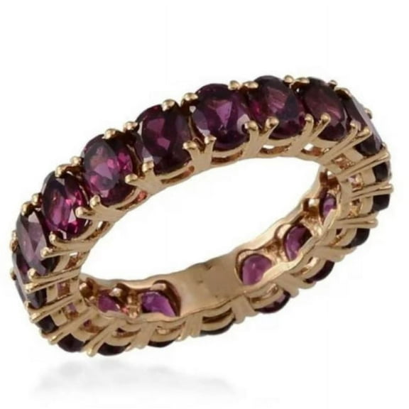 Rhodolite Garnet Full Eternity Band Ring Engagement Ring 925 Sterling Silver Rose Gold Plated Gemstone Jewelry For Women Gift