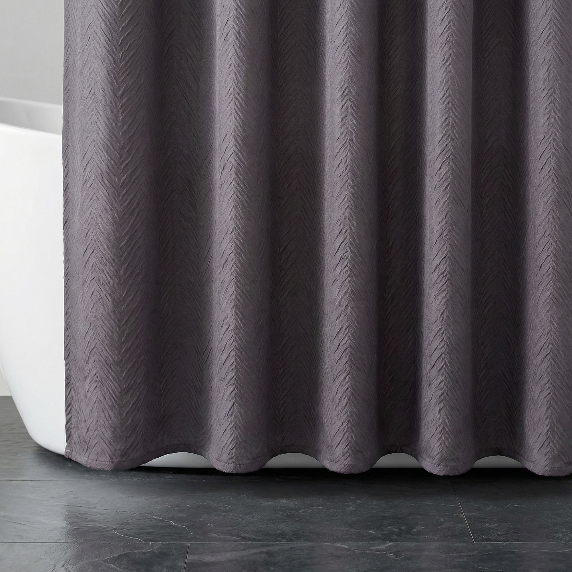 Unique Bargains Waterproof Fabric Shower Curtain Sets Grey - Herringbone 71"W x 71"L