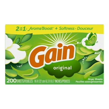 Gain dryer sheets, Original Scent, Fights static with a touch of scent, laundry sheets 200CT