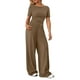thumbnail image 1 of Pantalones anchos de mujer, traje de dos piezas: cintura elástica, cordón, diseño estampado, mezcla de lino ligero, conjunto de top y pantalón, tallas S-XXL., 1 of 6
