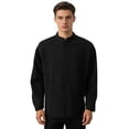 thumbnail image 1 of Ceisia Men's Relaxed Fit Vertical Stripe Jacquard Small Stand Collar Long Sleeve Casual Knit Top Gifts, 1 of 8
