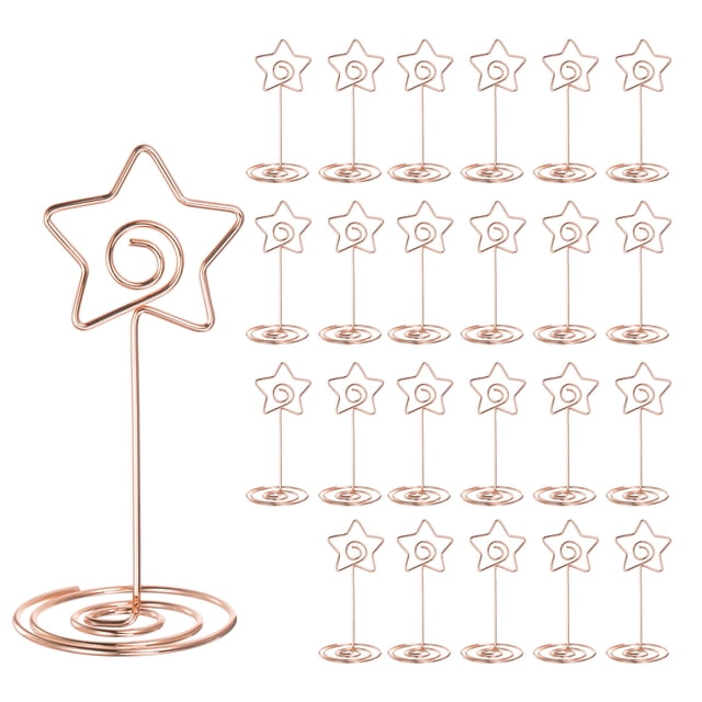 Unique Bargains Table Number Holders 85mm Tall 40mm Base Width Star Rose Gold, 24 Pieces