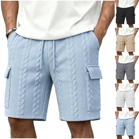 Thousandth Men Casual Cargo Shorts Elastic Waist Drawstring Summer Shorts Soft Breathable Multi Pocket Everyday Shorts Quilted Shorts for Men