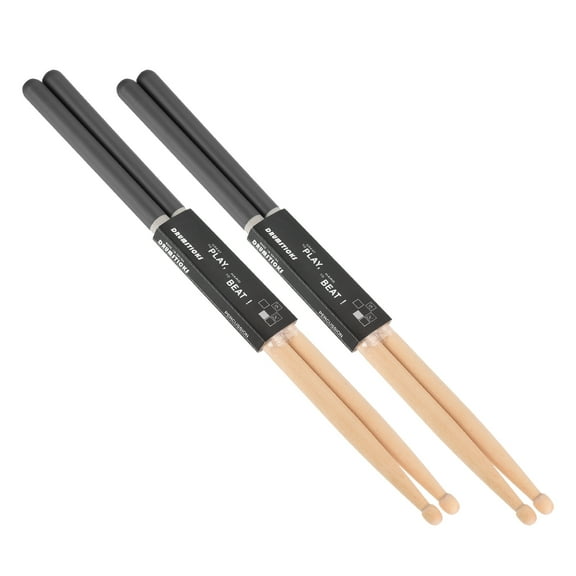 Uxcell Maple Wood Drumstick 7A Anti Slip Handle Grips Drum Stick Black for Drumming Musical, 2 Pair