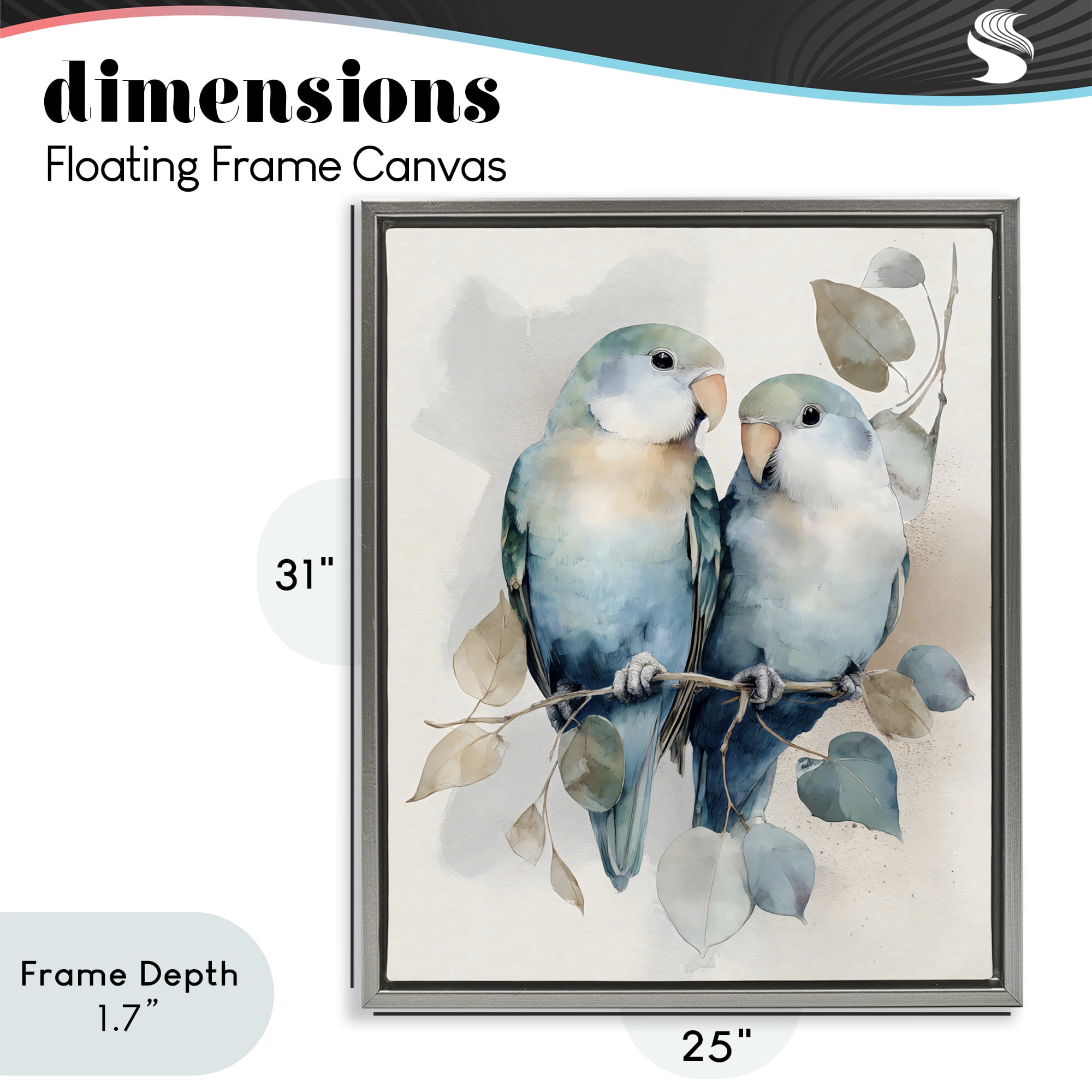 Stupell Industries Blue Bird Lovers Gray Framed Floater Canvas Wall Art, design by Franklyn Gregory