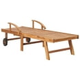 thumbnail image 4 of vidaXL Sun Lounger Set of 2 Fine sanded teak wood with blue cushion, 4 of 6