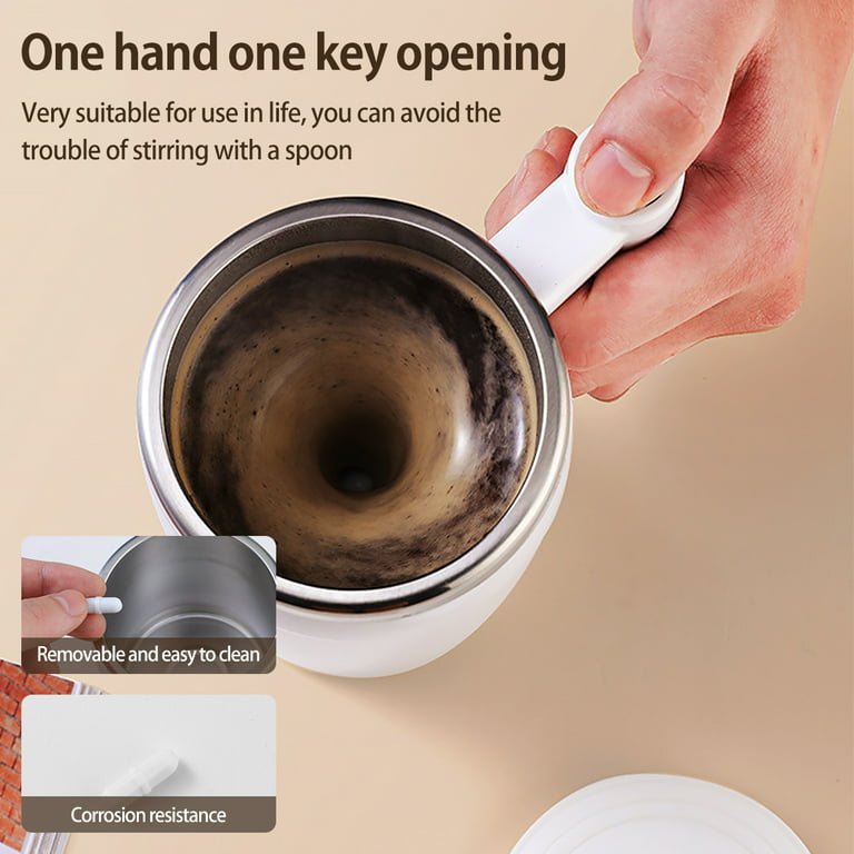 Toorise 380ml Self Stirring Mug Rechargeable Auto Magnetic Coffee Mug with Stir Bar Electric Stainless Steel Self Mixing Coffee Cup Suitable for Home