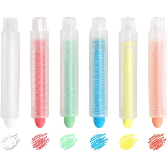 6Pcs Dustless Colored Chalks Water Soluble Non-toxic Colorful Twist-up Chalk Markers Kid Painting Art Tool for School Office Blackboard Whiteboard Glass