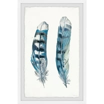 Parvez Taj Blue Striped Feathers Framed Wall Art