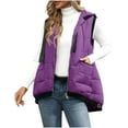 thumbnail image 6 of Fnooota Womens Puffer Vests, Lapel Collar Quilted Zip up Sleeveless Winter Vests Outerwear Purple Size 2XL, 6 of 8