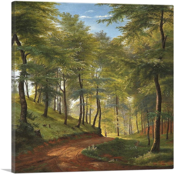 ARTCANVAS Spring Day In a Beech Forest Canvas Art Print by Carl Frederik Aagaard - Size: 12" x 12" (1.50" Deep)