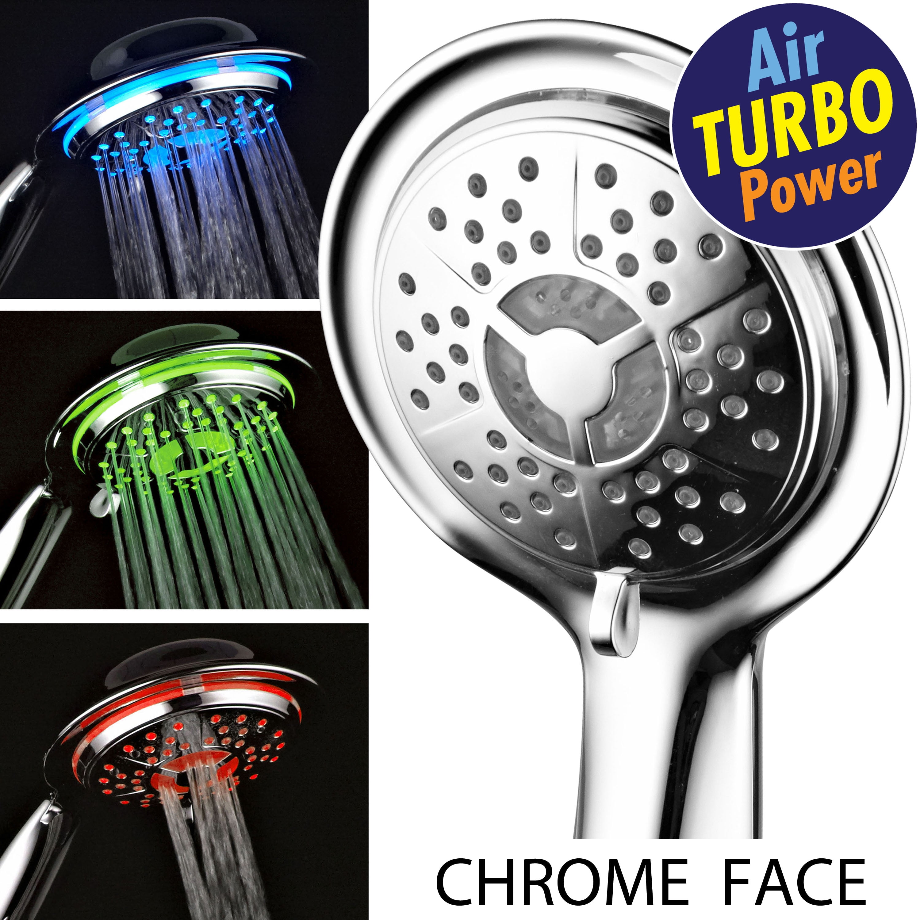 7LED Shower Heads High Turbo Pressure Bathroom SPA Water Light Head 