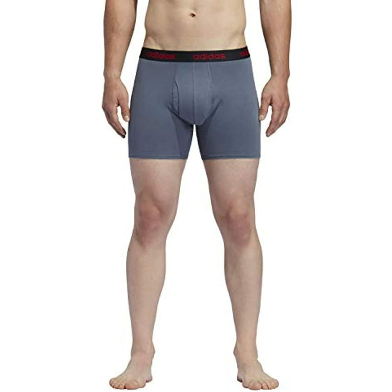 adidas Men's Core Stretch Cotton Boxer Brief Underwear (4-Pack),  Black/Power Red/Onix/Dark Heather Grey, Large