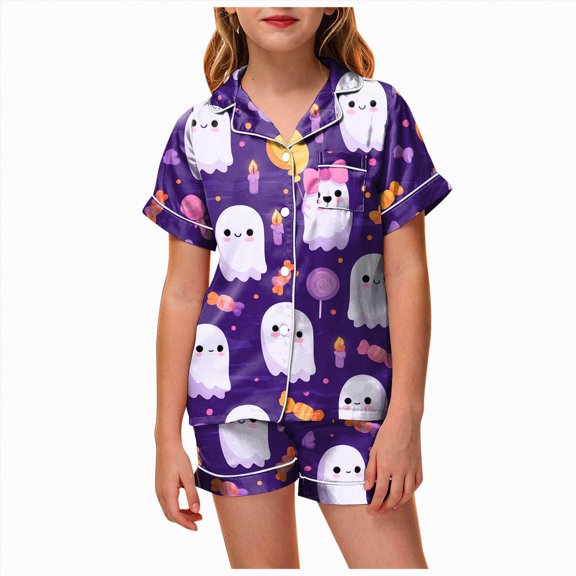 NIEWTR Kids Halloween Pajamas Cotton Pumpkin Ghost Print Sleepwear Toddler Girls Boys Skull Halloween Pjs Sets