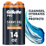 Gillette Pro Shaving Gel for Men, Fragrance Free, Twin Pack, 14 oz