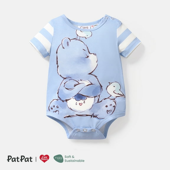 Care Bears Baby Bodysuit, Short Sleeve Baby Onesie for Summer, Graphic Baby Cloth for 0-3 Months Light Blue for Baby Days