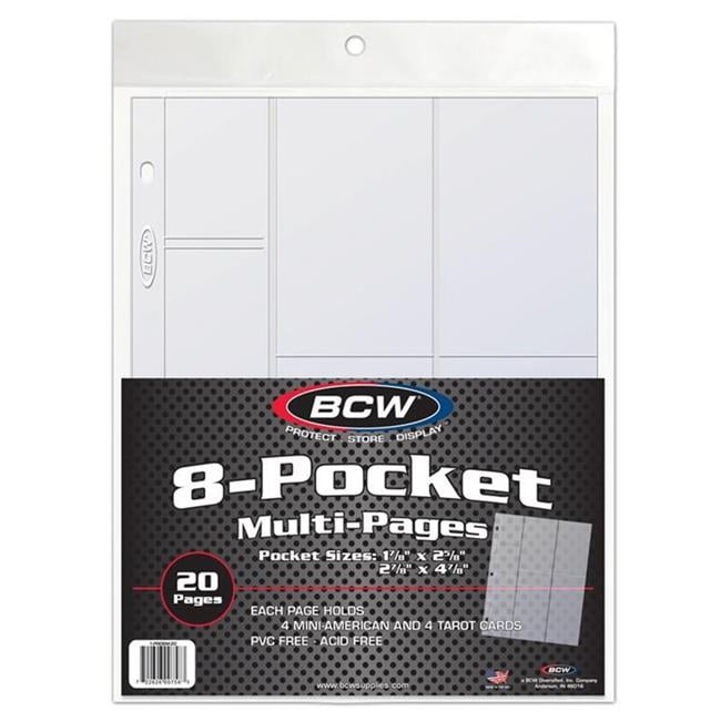 ildsted tapet Kina Bushiroad BCDPRO8M20 BCW Pro 8 Pocket Mini American & Tarot Card Album  Pages binder sheets&#44; Pack of 20 - Walmart.com