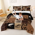 thumbnail image 3 of Feelyou Fishing Bass Full Size Comforter Sets for Men Kids Boys, Rustic Brown Camo Plaid Bedding Sets, Black Reversible, 3pcs, 3 of 6