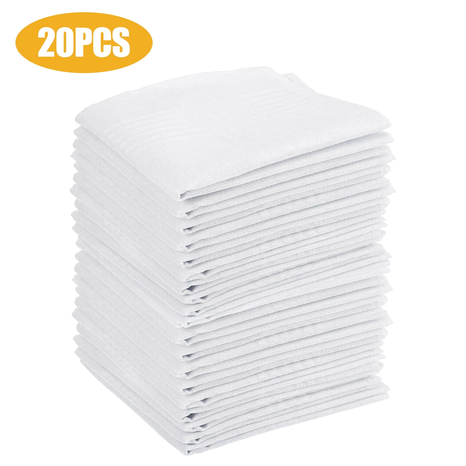 20pcs Soft Pure Cotton Handkerchiefs, EEEkit 15''x15'' Men's White