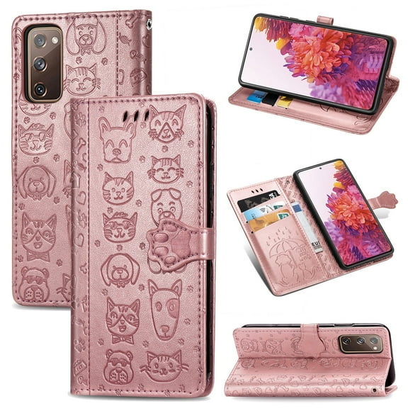 Allytech Galaxy S20 FE 5G Case, Galaxy S20 FE Case Wallet, Premium PU Leather Folio Flip Stand Cover With Hand Strap Credit Cards Holder Wallet Case for Samsung Galaxy S20 FE 5G, Rosegold