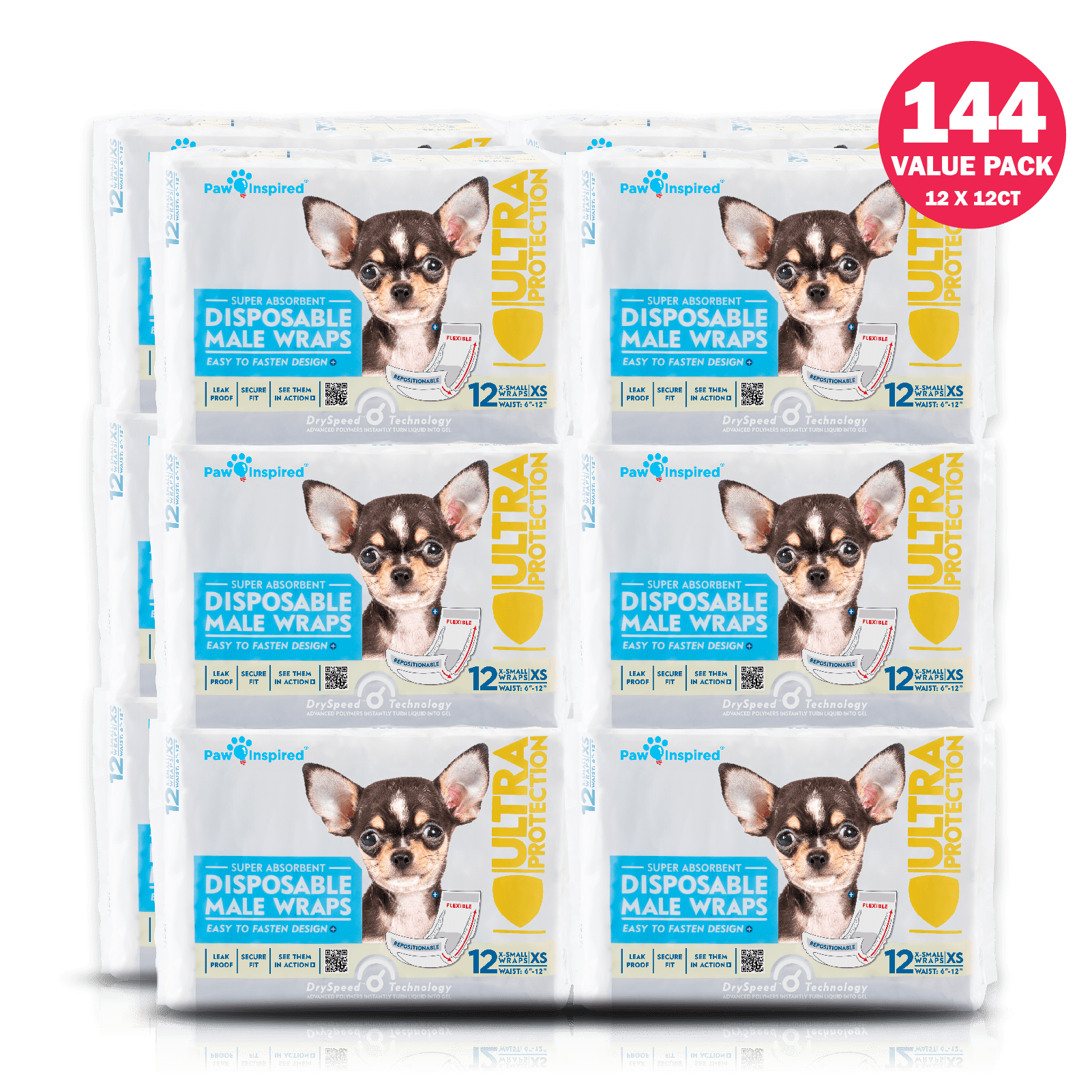 Paw Inspired Disposable Male Dog Wraps, Belly Band for Dogs