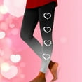 thumbnail image 2 of Women Valentine's Day Leggings Casual Solid with Side Heart Print Trousers Slim Elastic High Wais Stretch Long Boot Pants A-Dark Gray M, 2 of 5