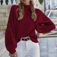 thumbnail image 4 of Gibobby Suéter de Mujer Suéteres de cuello para mujer de punto de manga larga Suéter Jumper Tops (Vino, XL), 4 of 5