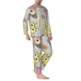 thumbnail image 2 of Naloa Cartoon Owls Men’s Pajamas Set - Long Sleeve Button Down Sleep Shirt and Pajama Bottoms Sleepwear Set-Large, 2 of 7