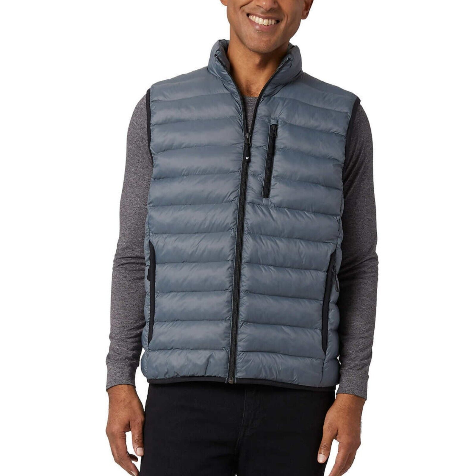 32 Degrees Men's Quilted Stand-up Collar Lightweight Warmth Insulated Puff  Full Zip Vest