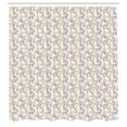 thumbnail image 2 of Ambesonne Flowers Shower Curtain, Bicolour Floral Summer Art, 69"Wx84"L, Pale Yellow and Lilac, 2 of 4