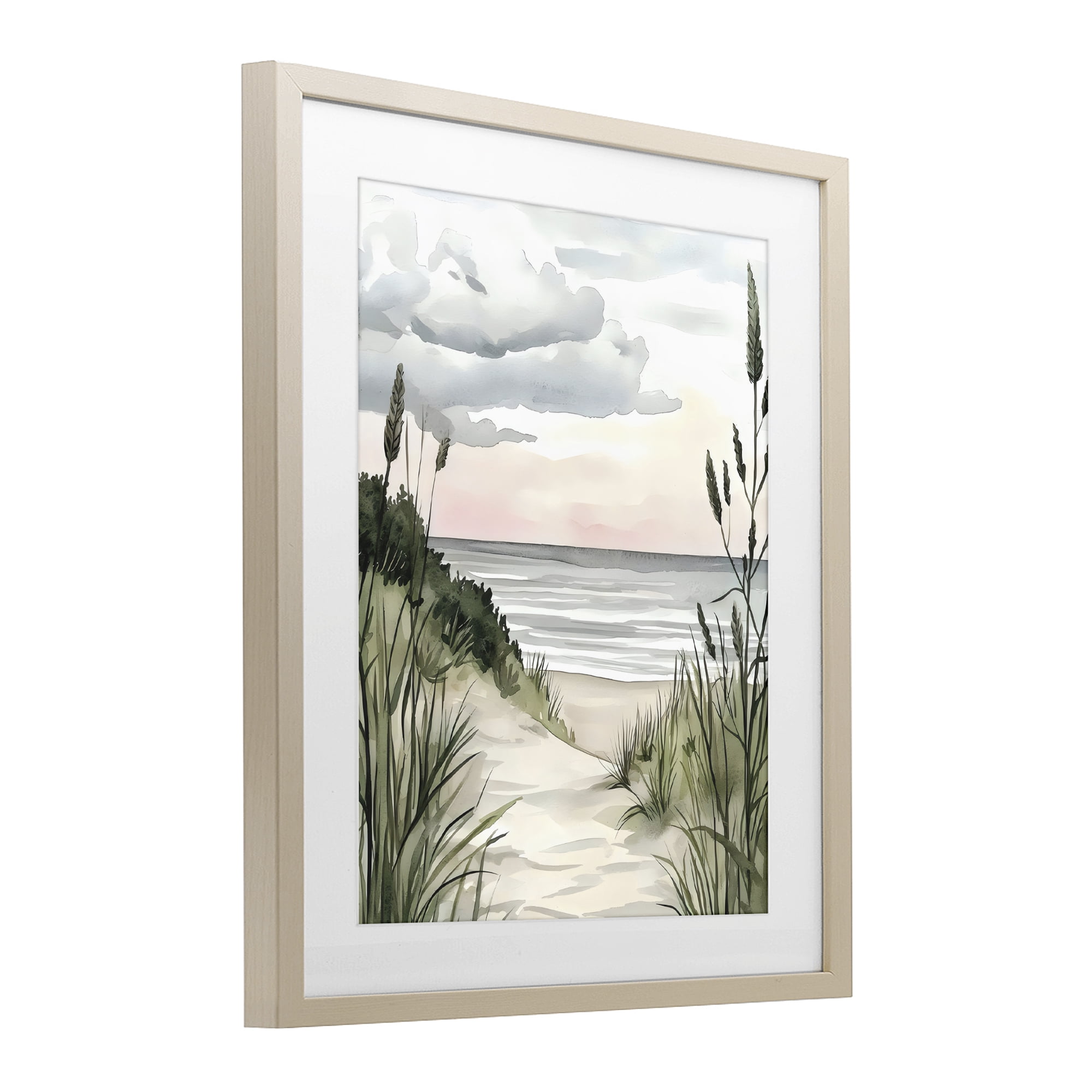 Stupell Industries Coastal Calm Seaside Dunes Birch Framed Print Under Glass, design by Riley B
