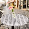 thumbnail image 6 of Black Stripe Round Tablecloth for 45-54 Inch Tables,Fitted Table Cover with Elastic Edge,Modern Abstract Vertical Stripes Beige Waterproof Outdoor Table Cloth Protector for Patio Garden Dinner Picnic, 6 of 9