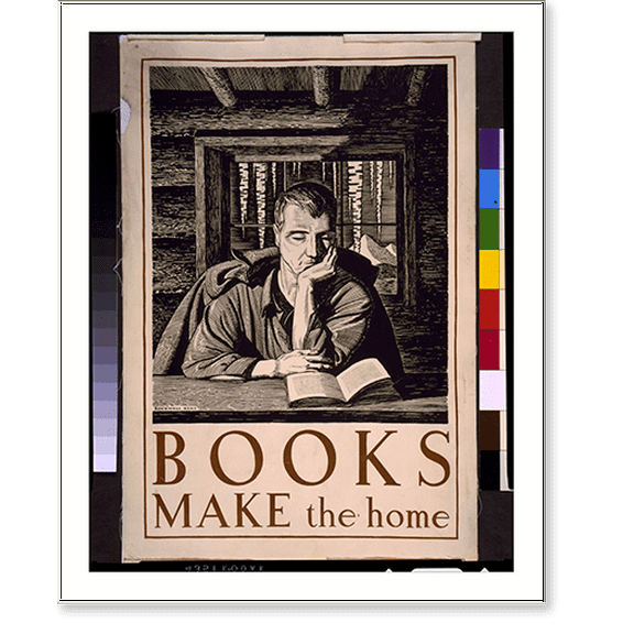 Historic Print, Books make the home.Rockwell Kent. - 2, 16" x 20"