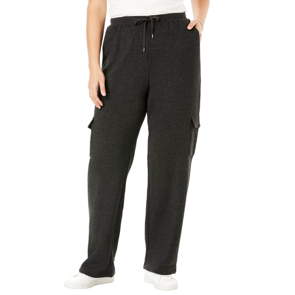 Woman Within Plus Size Petite Better-Fleece Pull-On Cargo Sweatpants