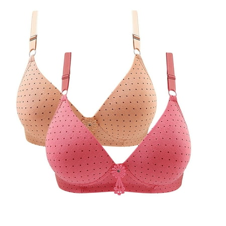 YWDJ Lace Bras for Women Push up 2 Pack Back Closures Comfortable Bras No Wires Bras Adjustable Straps Half Cup Wrap Sleep Bras Padded Comfy Bras Solid Comfy Bras Khaki 36/80