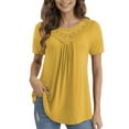 thumbnail image 3 of GingDin Women's Plus Size Summer Tops Short Sleeve Lace Pleated Blouses Tunic Tops m-4xl, 3 of 9